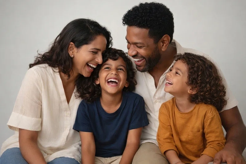 Happy family trusting Shyam Insurance in Madurai